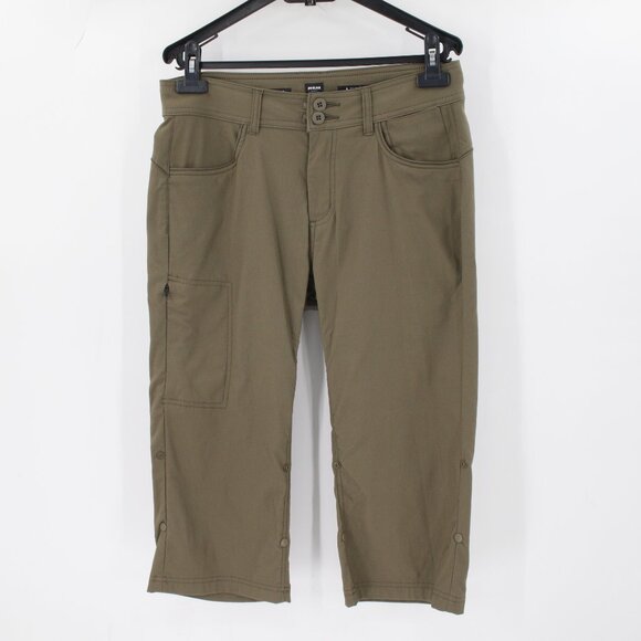 prAna Halle Capri Plus II Pants Womens 8 L19 green Standard Fit roll up hiking - Picture 1 of 12